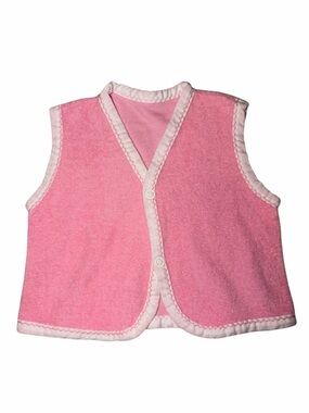 Vintage Spencer’s Pink Terry Cotton Baby Vest 6m Made USA Cardigan Waistcoat